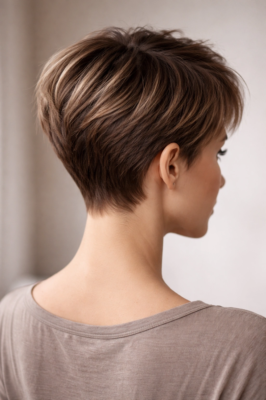 15 Short Haircuts From The Back You Need To See 1 Back view of a classic pixie cut with tapered nape and textured crown.