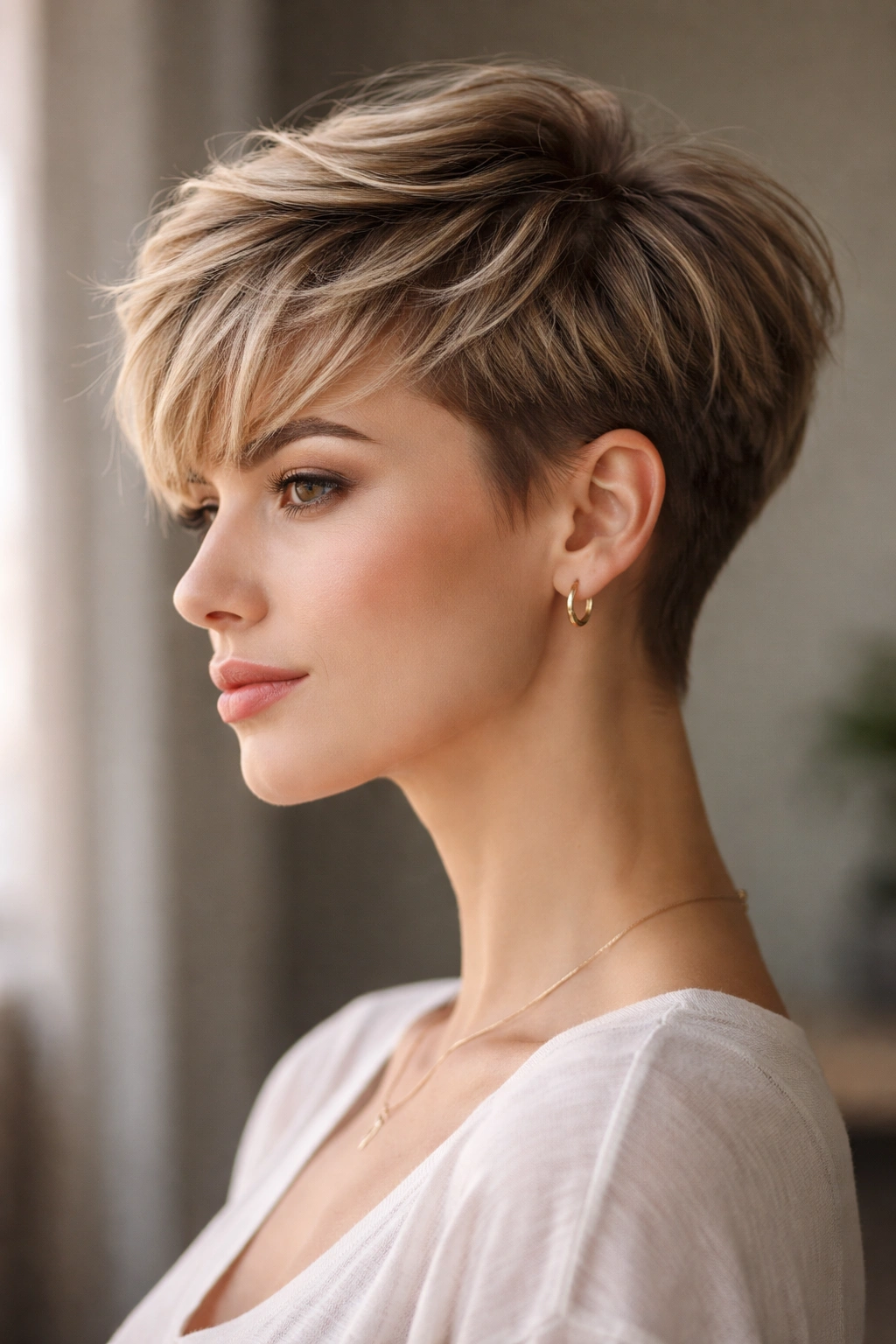 15 Chin Length Haircuts That Slim And Sculpt 5 Textured pixie-bob hybrid with long top and short sides