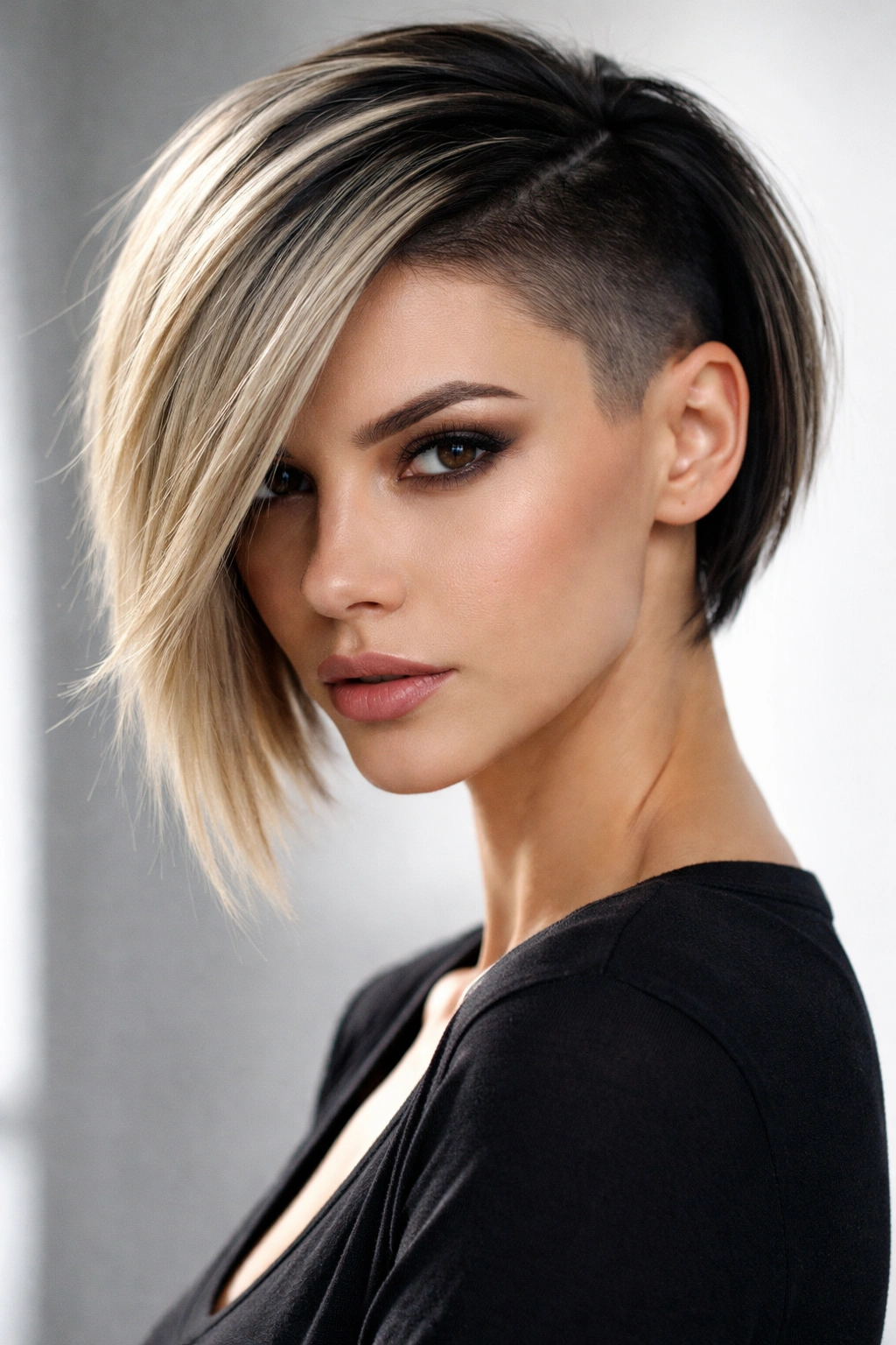 Cropped pixie-bob hybrid with extreme contrast between sides