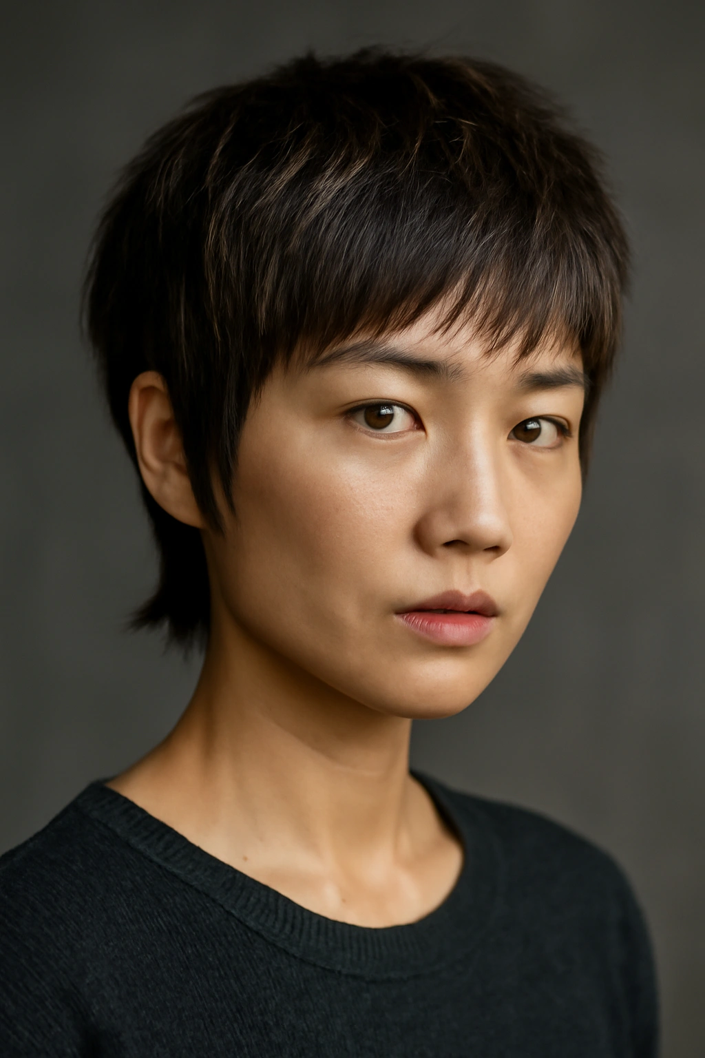 10 Short Bob Haircuts for Asian Women to Bookmark 4 Asian woman with pixie bob hybrid hairstyle with short textured crown.