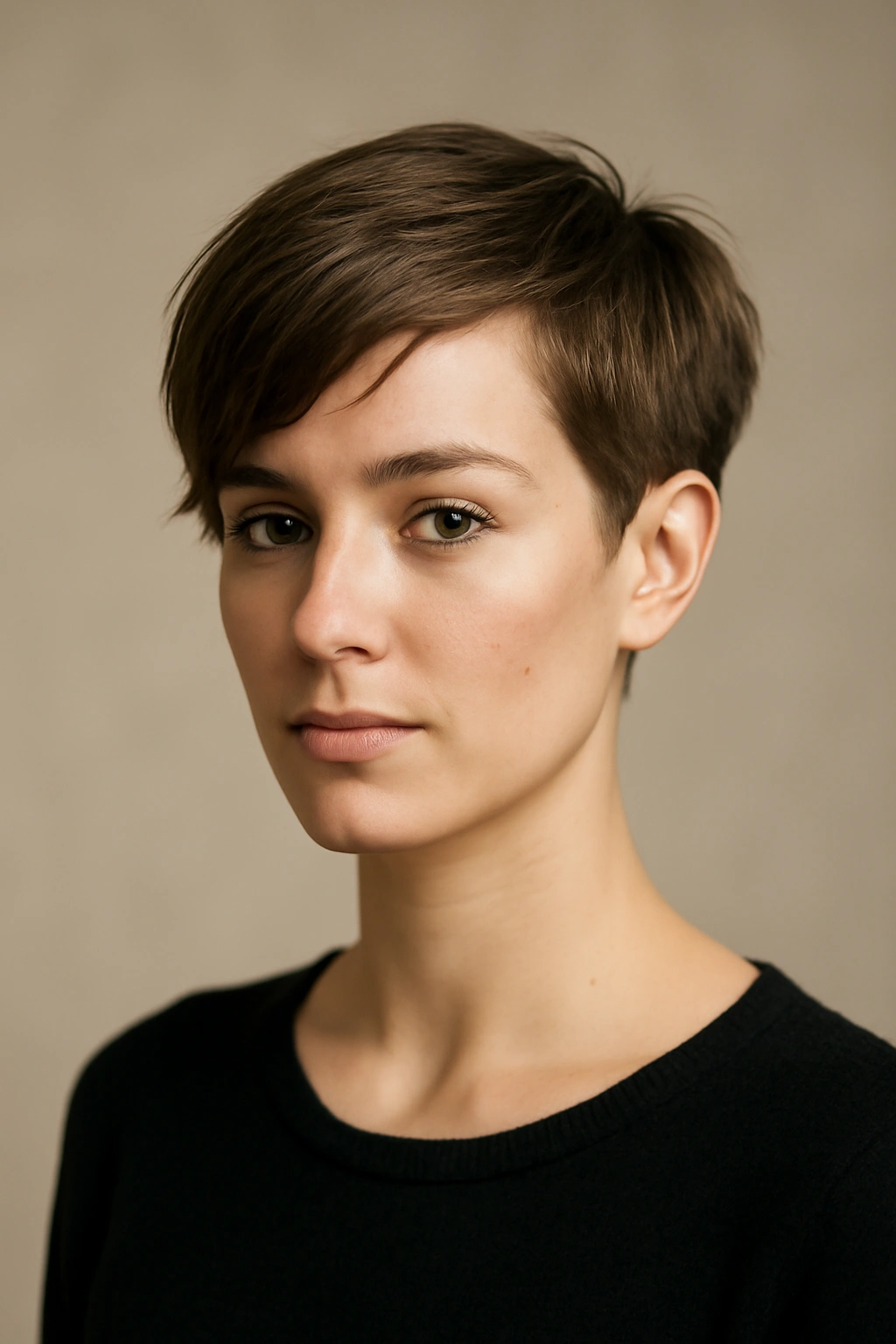 25 Medium Haircuts You’ll Want to Try Immediately 5 Model with pixie-bob hybrid featuring short sides and longer top