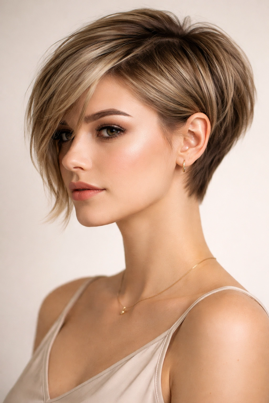 Pixie-bob hybrid hairstyle with short back and longer front for dramatic contrast.