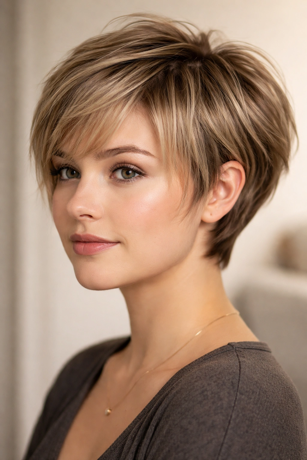 25 Bob Cuts Matched To Your Face Shape And Hair 10 Layered pixie-bob hybrid on round face with fine hair