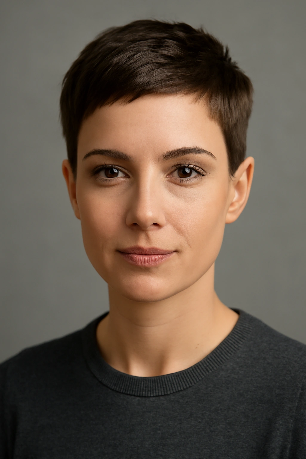 15 Short Pixie Cuts That Glow Up Your Look After 30 7 Close-up portrait of a professional woman with an inch-long polished pixie crop