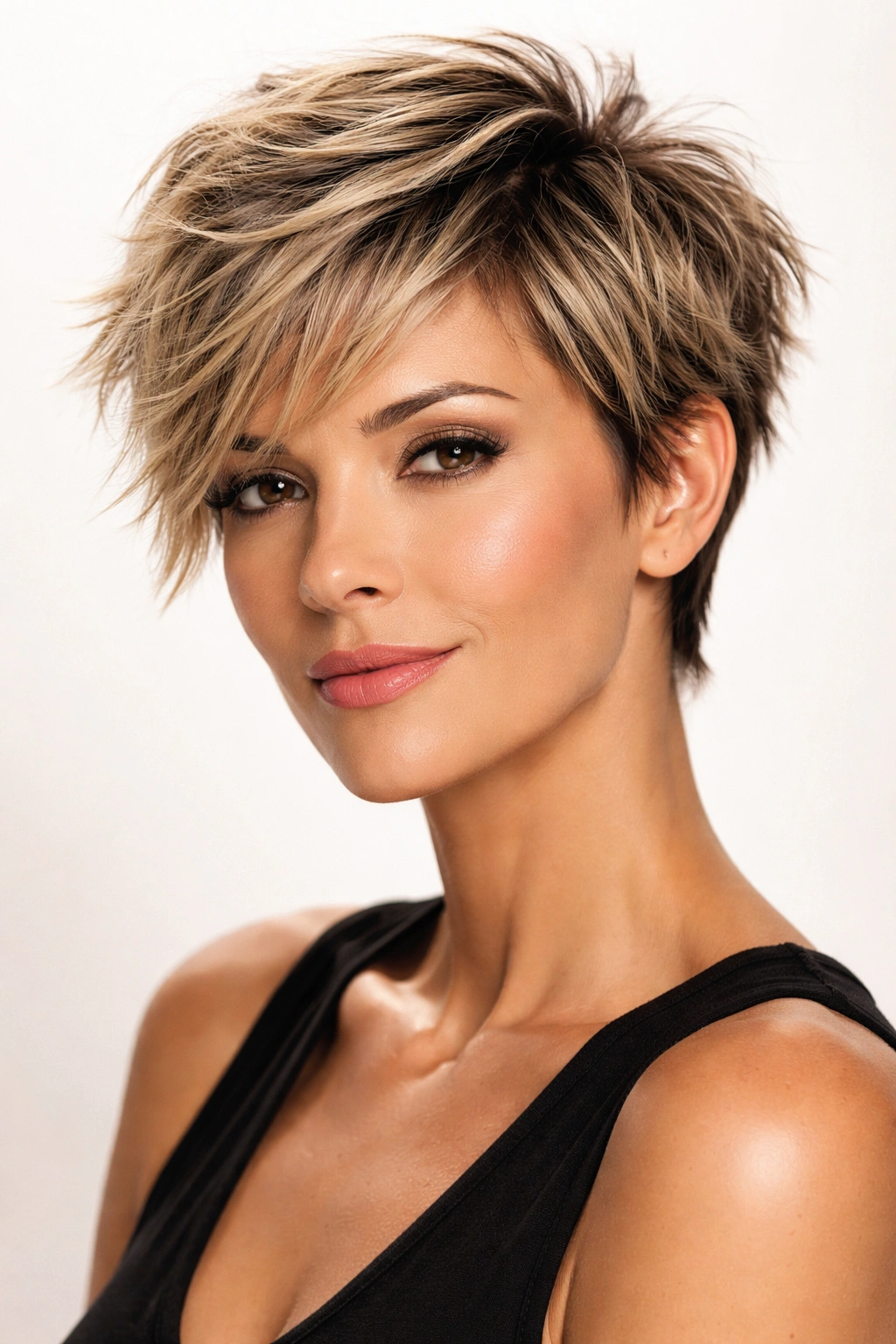 Choppy pixie cut with uneven textured layers