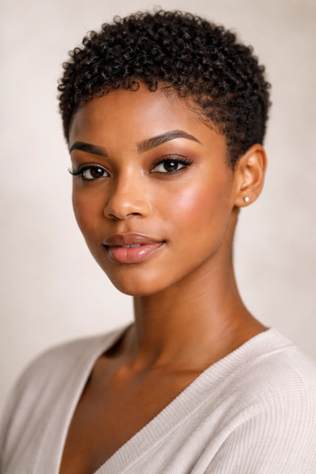 Portrait of a person with a short pixie cut