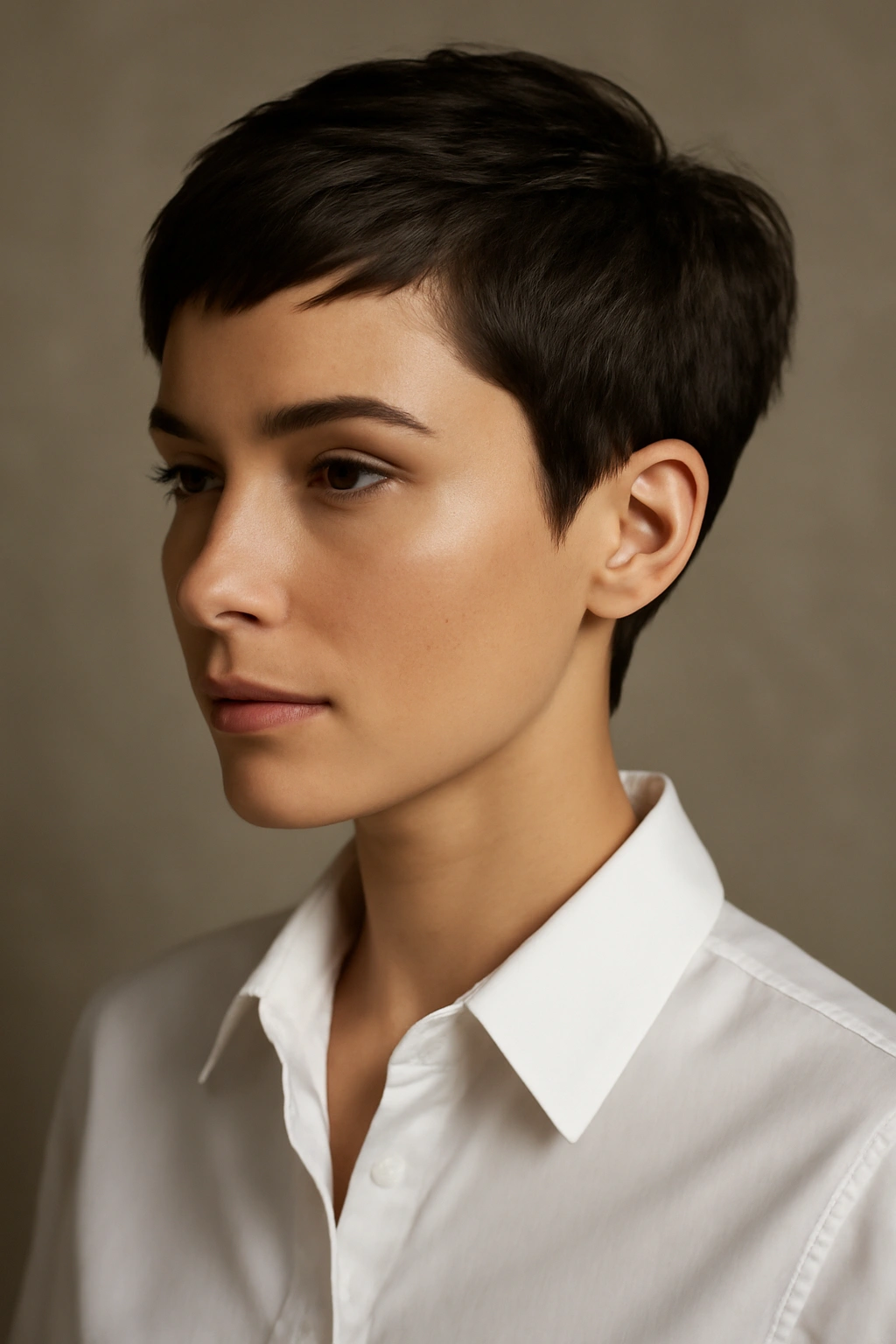 10 Hairstyles That Go With A Button Down Shirt 10 Chic pixie cut with bold shape and crown volume.