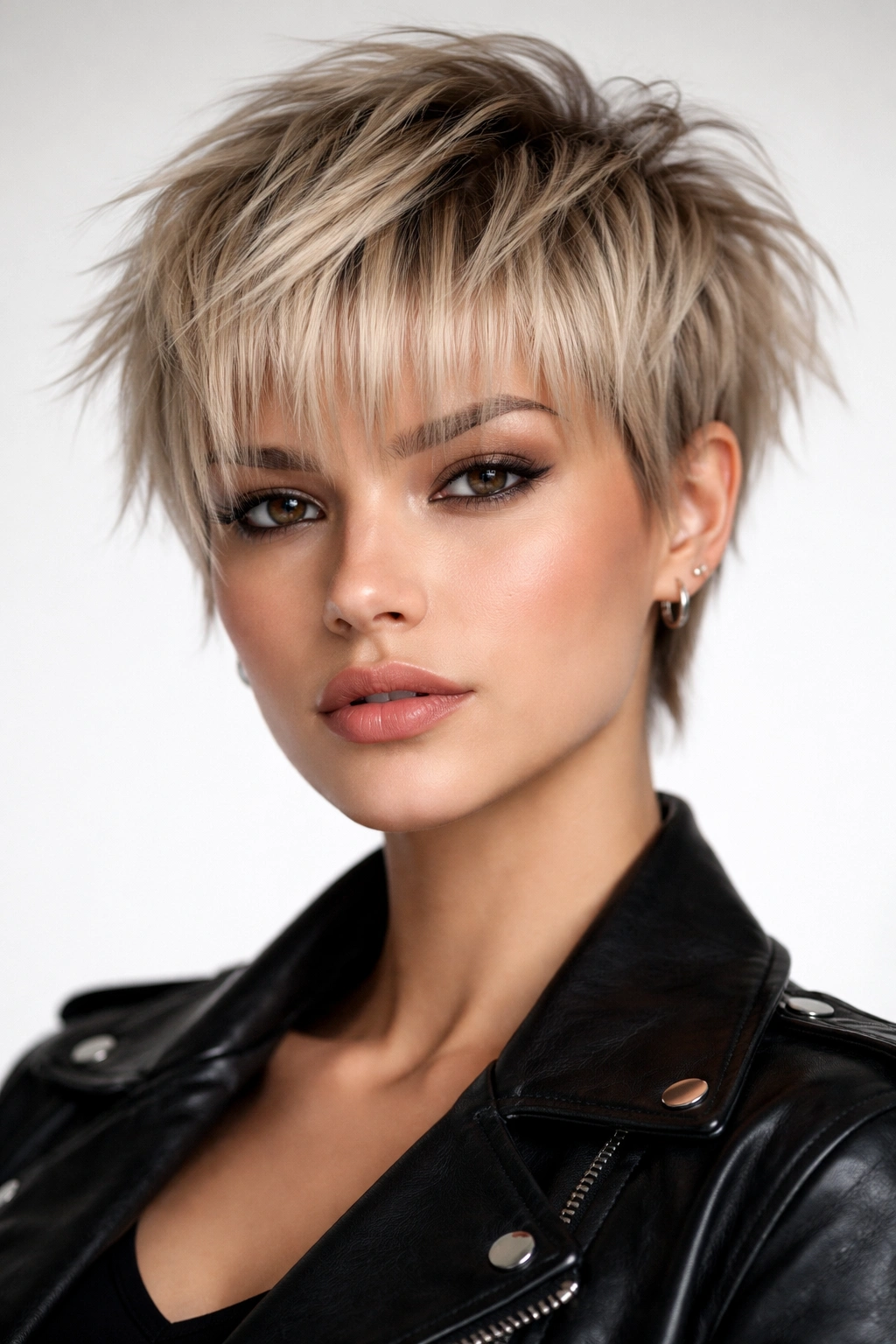 18 Pixie Cuts With Bangs For Any Face Shape 2 Close-up of wispy choppy pixie with blunt bangs at eyebrow level