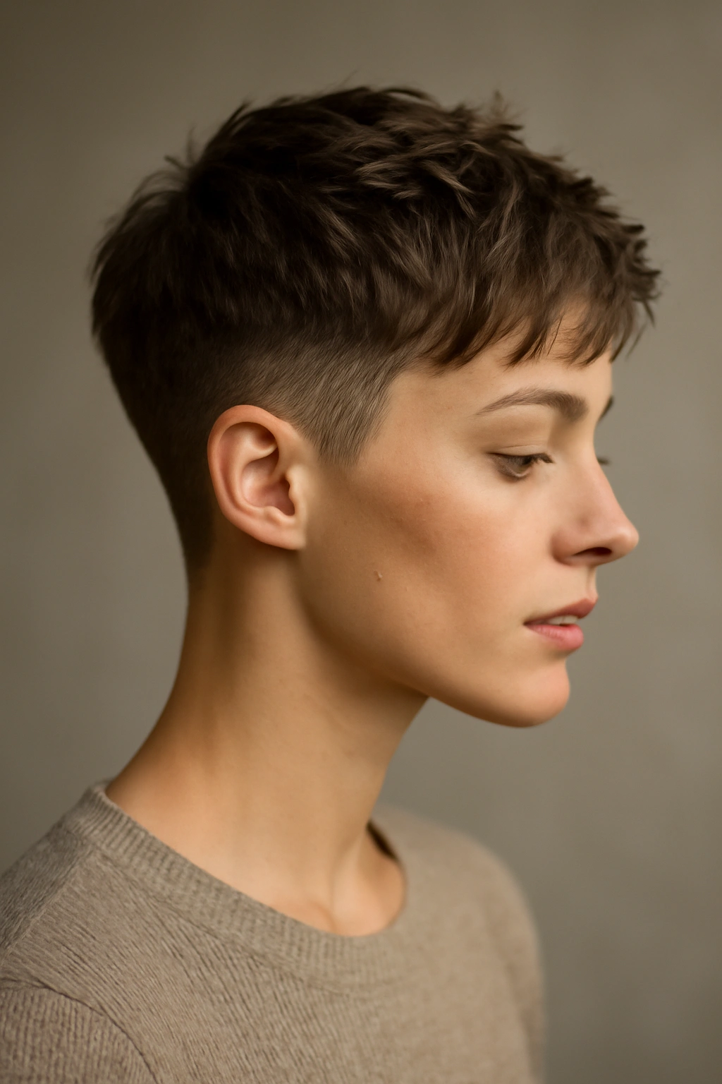 25 Medium Haircuts You’ll Want to Try Immediately 22 Soft textured pixie fade with gentle taper on a model