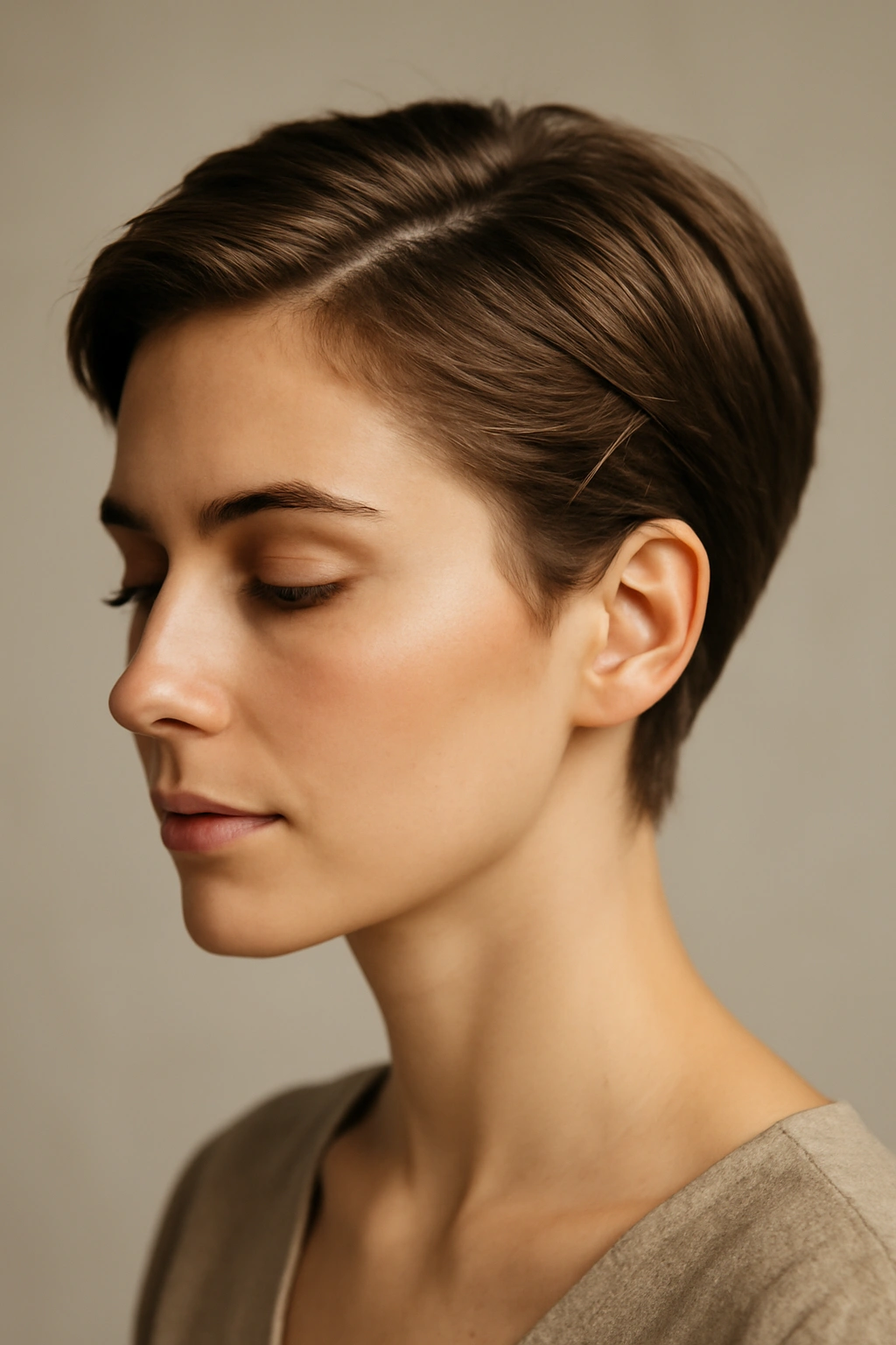 15 Easy Short Hair Updos That Work for Any Occasion 7 Close-up of a short pixie with back-swept front pinned at crown