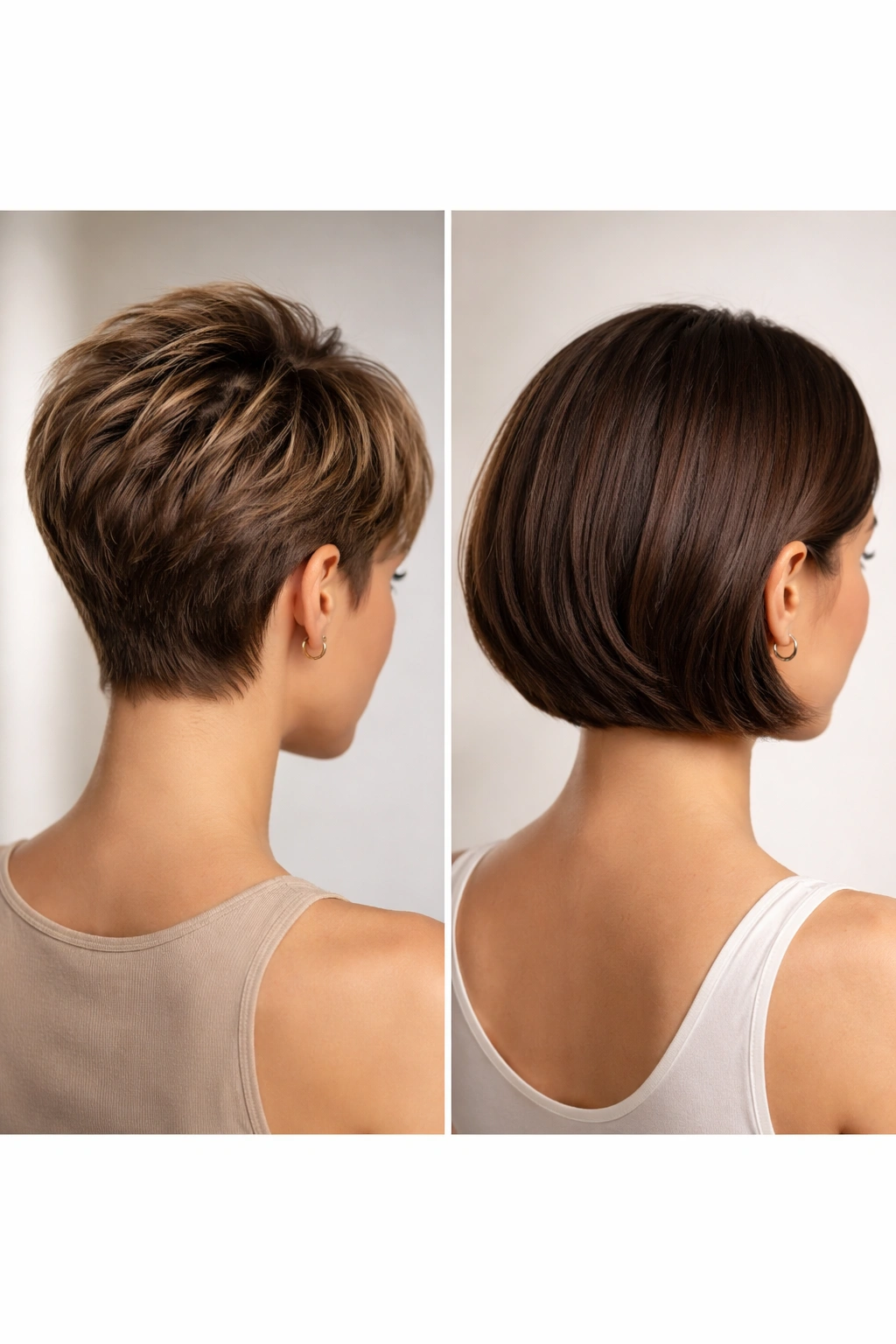 Close-up of a sculpted pixie haircut on a head silhouette in a studio