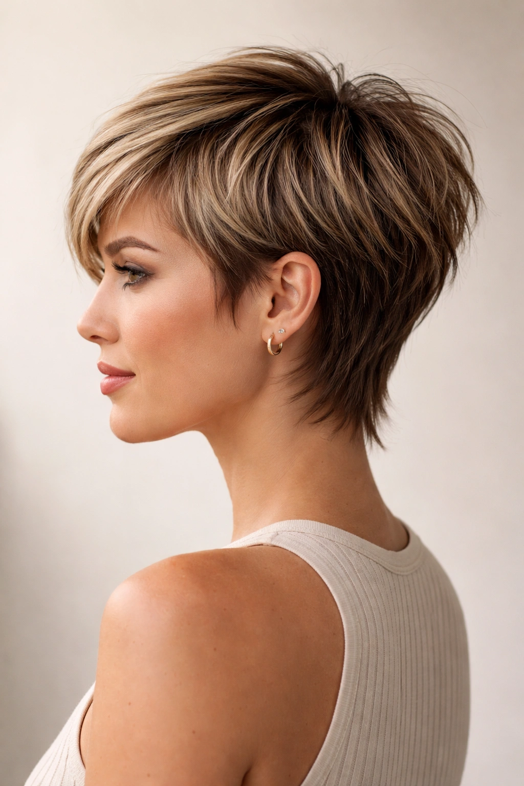 25 Medium Length Hairstyles For Women On The Go 11 Hair with a short crown and longer underlayers forming a long pixie hybrid