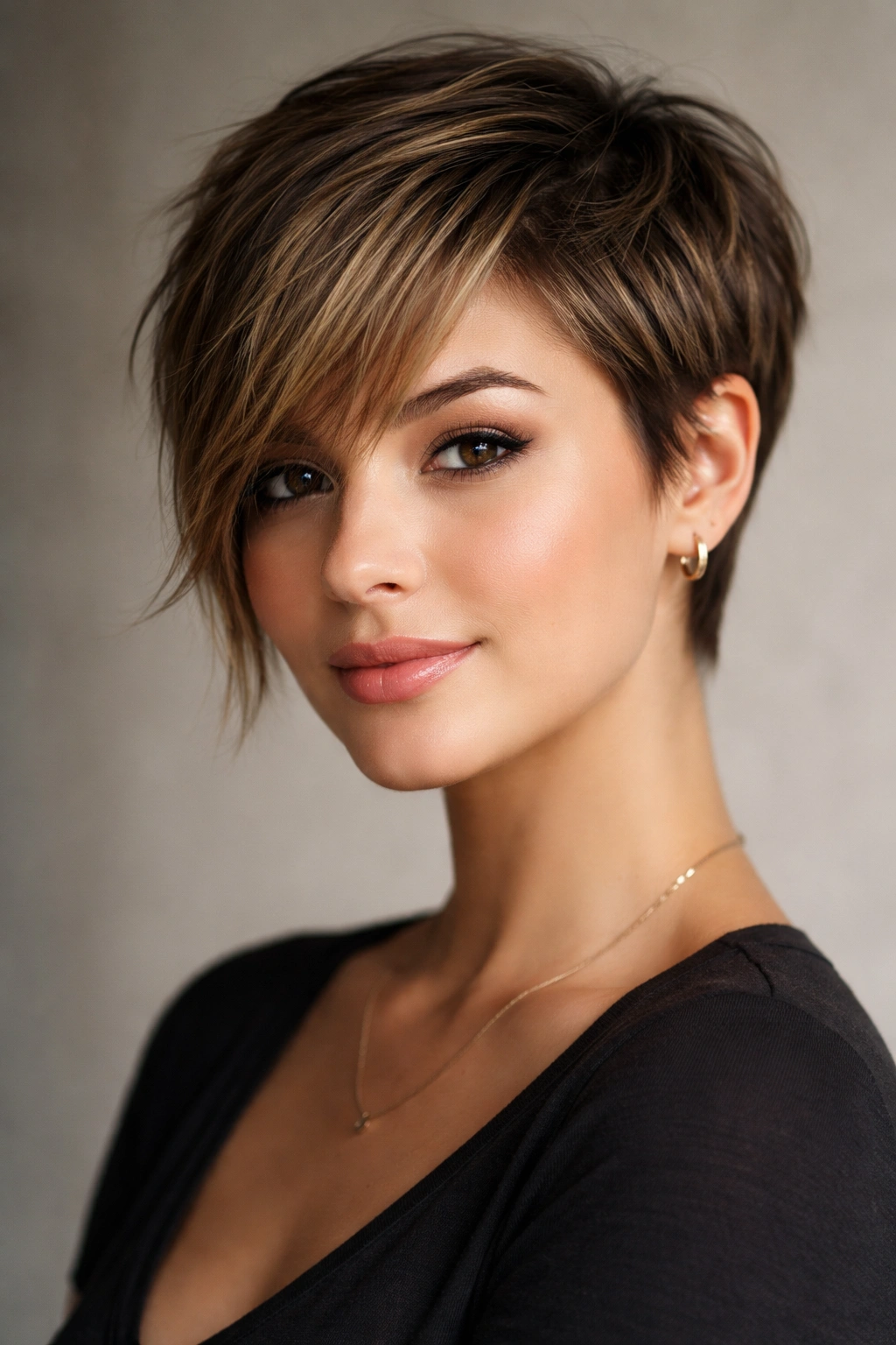 12 Pixie Cuts That Look Great On Rounder Faces 6 Pixie with longer front fringe framing the face.