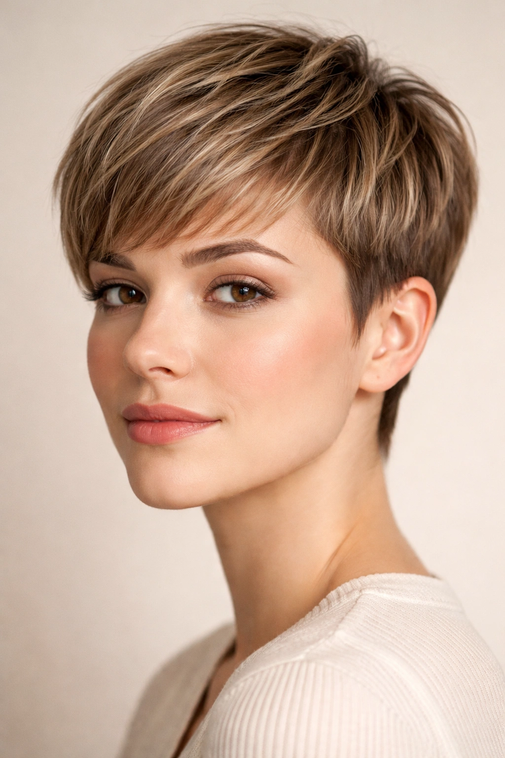 Close-up of a pixie with crisp edges and subtle growth lines indicating maintenance