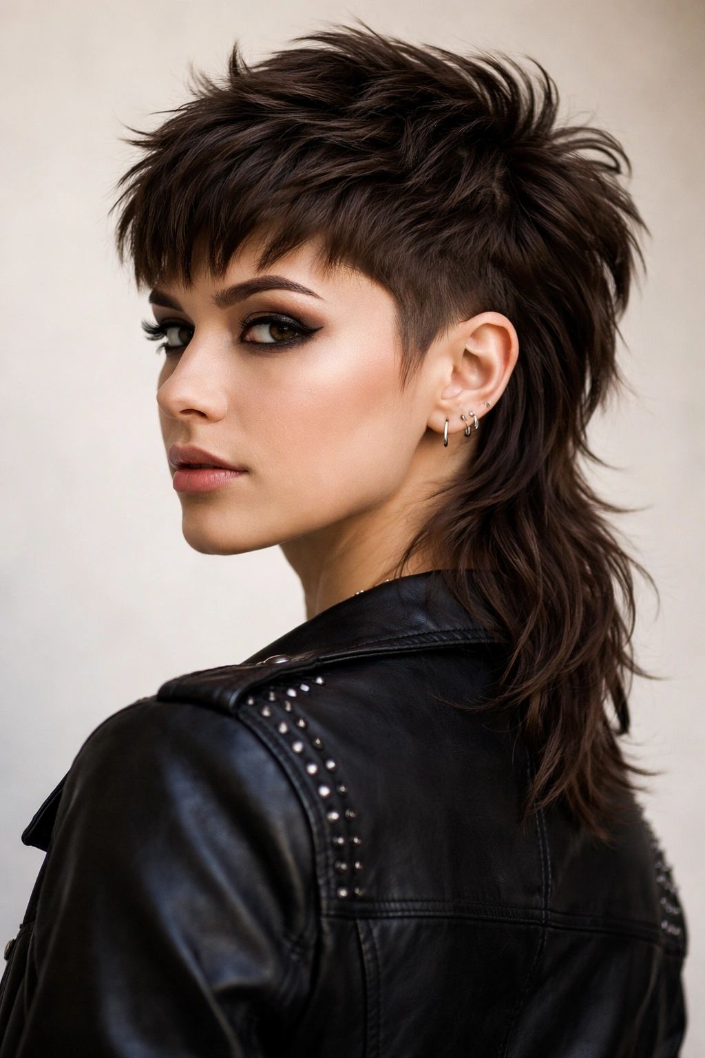 15 Pixie Cuts That Suit Every Face Shape 12 Head-and-shoulders portrait of pixie mullet with very short top and long back