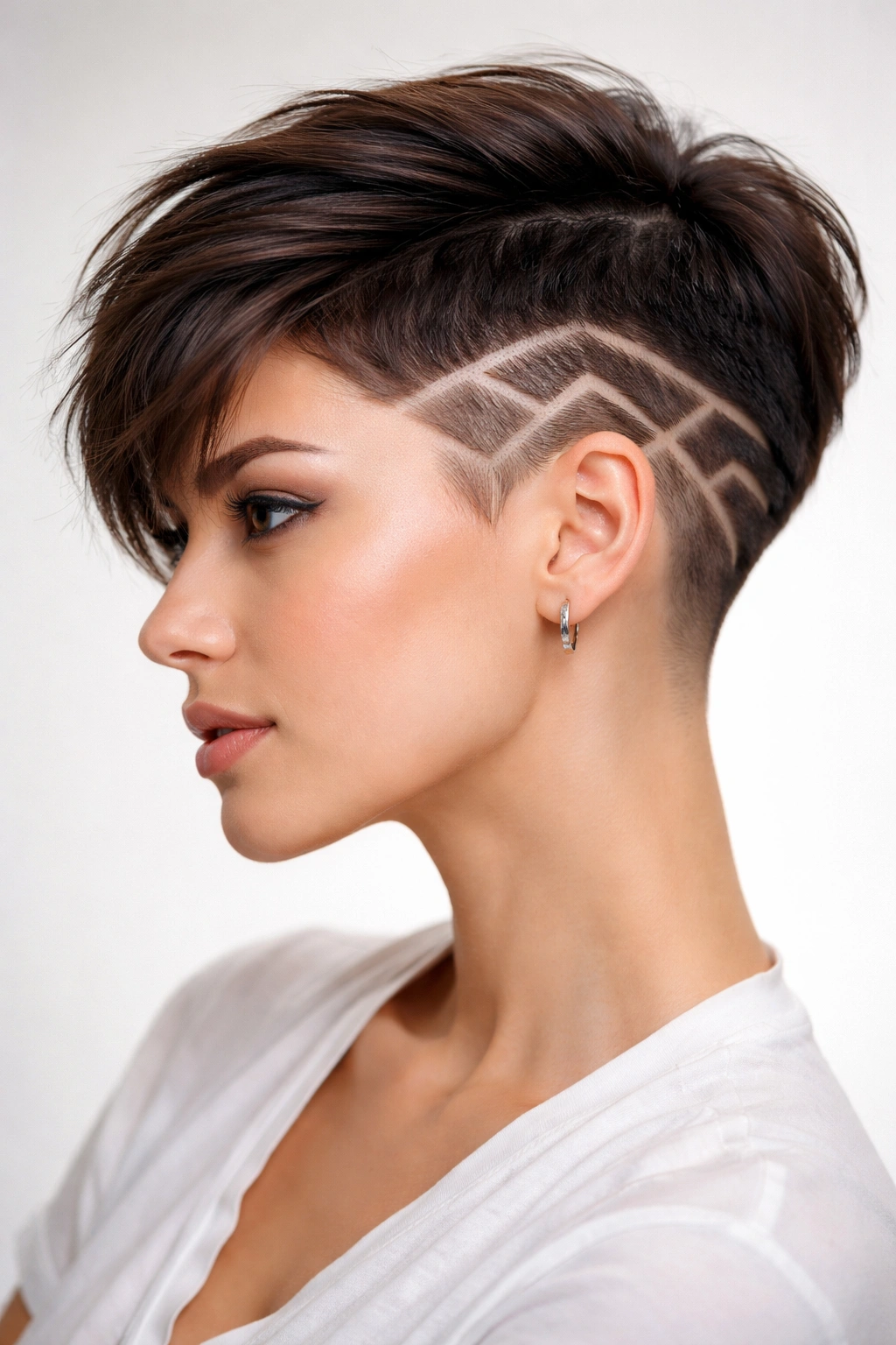 Pixie with shaved geometric pattern on the side