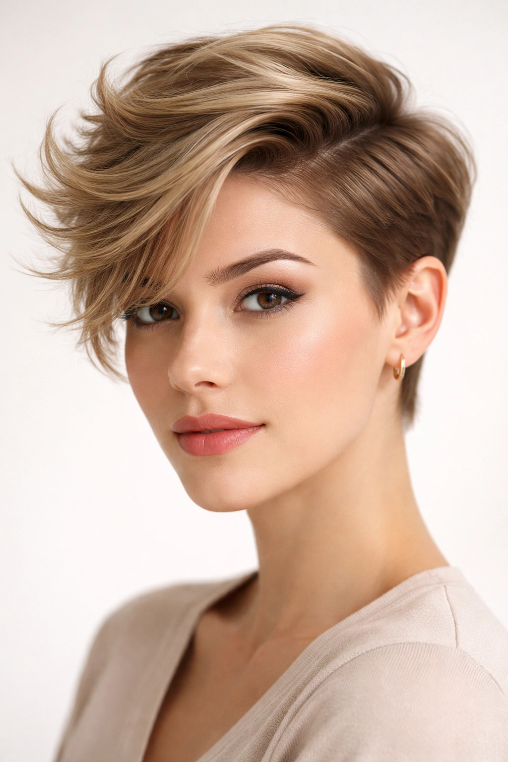 20 Really Short Haircuts Anyone Can Pull Off 23 Pixie-quiff hybrid hairstyle with a side-swept top and defined volume.
