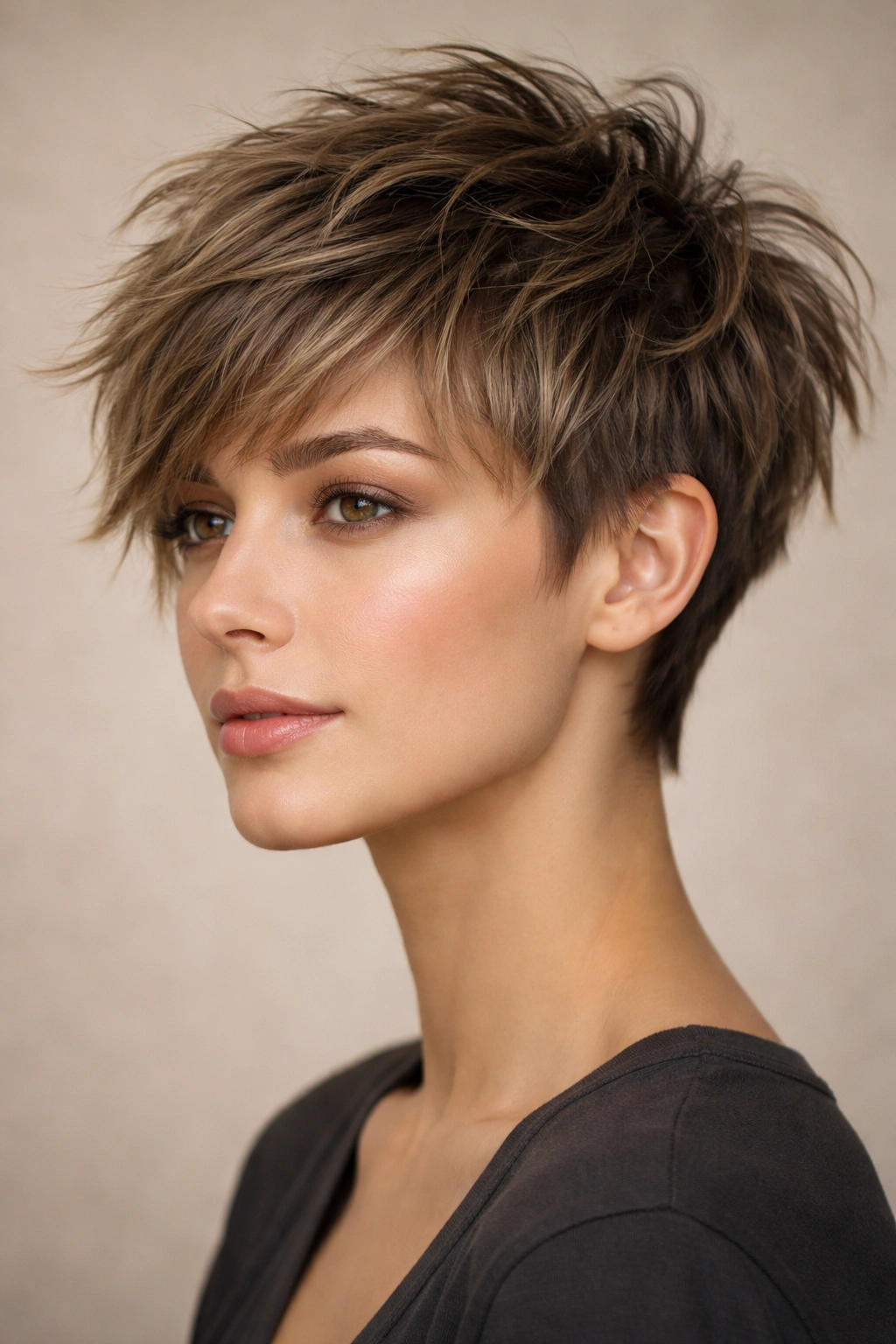 30 Pixie Cuts For Women Who Hate Fussing 2 Portrait of pixie shag with 3-4 inch textured top and short sides