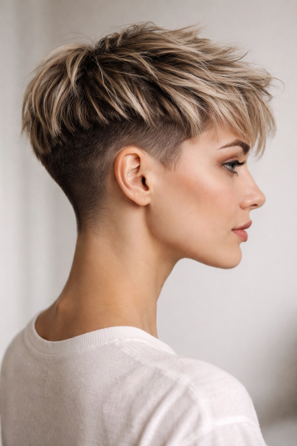 10 Shaved Side Hairstyles Women Are Rocking Now 2 Profile view of a short pixie with shaved undercut