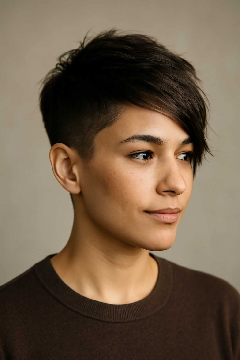 12 Short Haircuts Latina Women Are Asking For Now 10 Pixie with back and sides short and a longer side swept across the face.