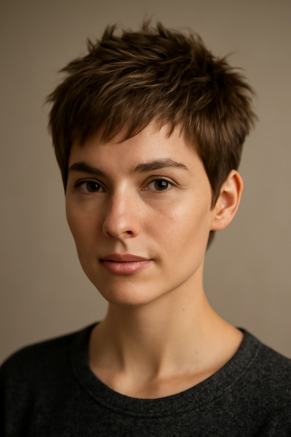 10 Helmet-Friendly Hairstyles That Stay Looking Good 10 Close-up of a short, textured pixie cut with defined layers