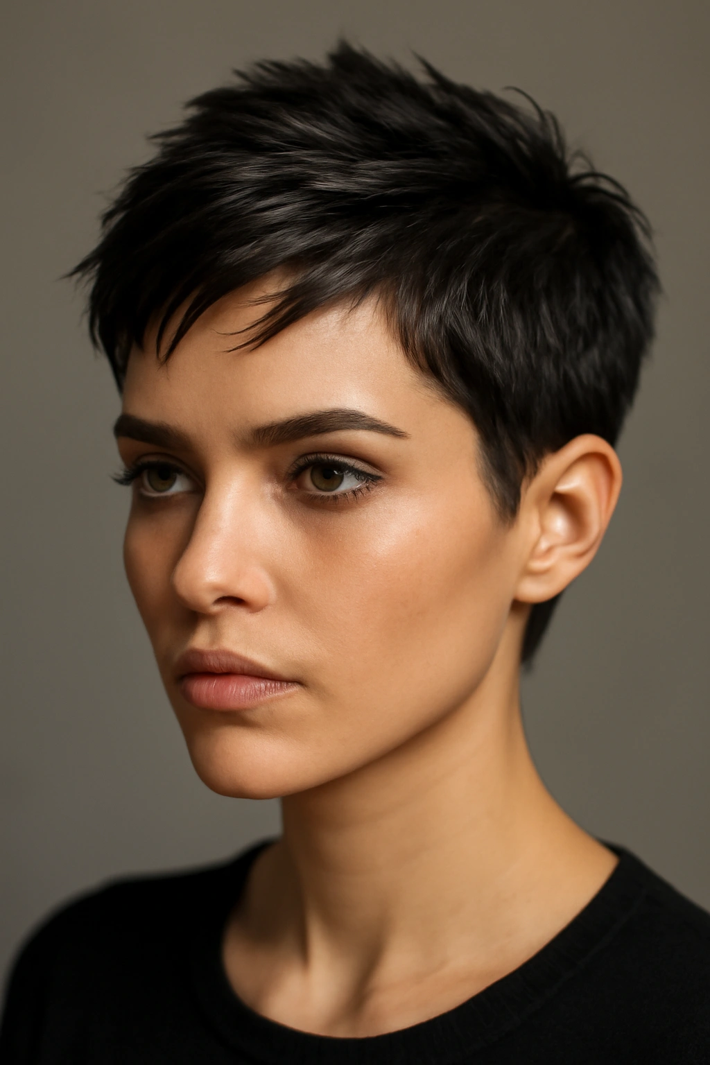 10 Date Night Hairstyles That Suit Short Hair 3 Close-up of a short textured pixie with defined separated pieces.