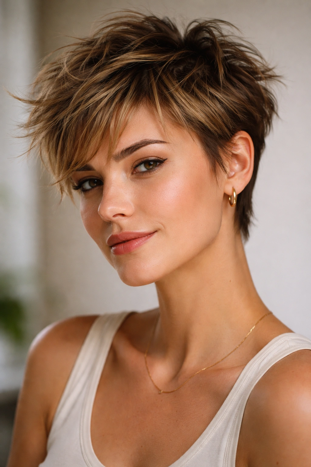 12 Short Pixie Cuts For Truly Low Maintenance 7 Close-up of tousled textured pixie hairstyle with choppy layers
