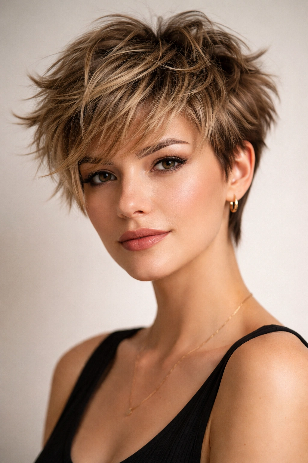 15 Short Textured Cuts That Give You Built In Volume 15 Full head shot of tousled textured pixie with deep layers
