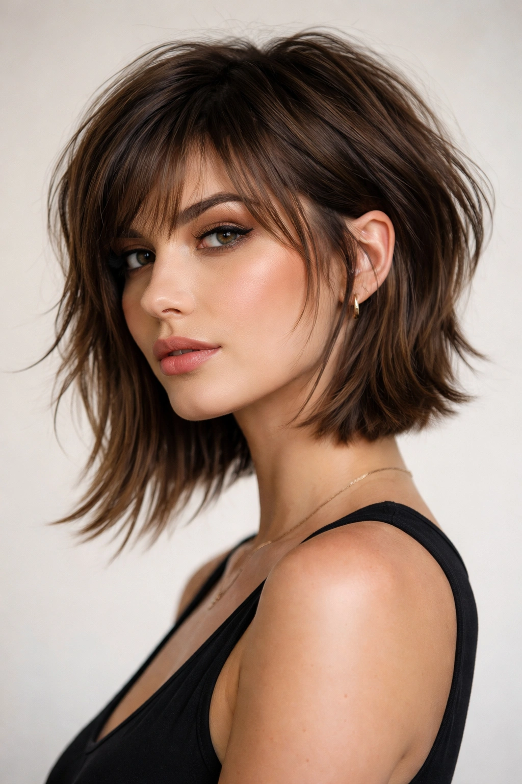 20 Shoulder Length Haircuts For Every Hair Type 10 Close-up of textured pixie-to-bob with crown texture and longer front pieces