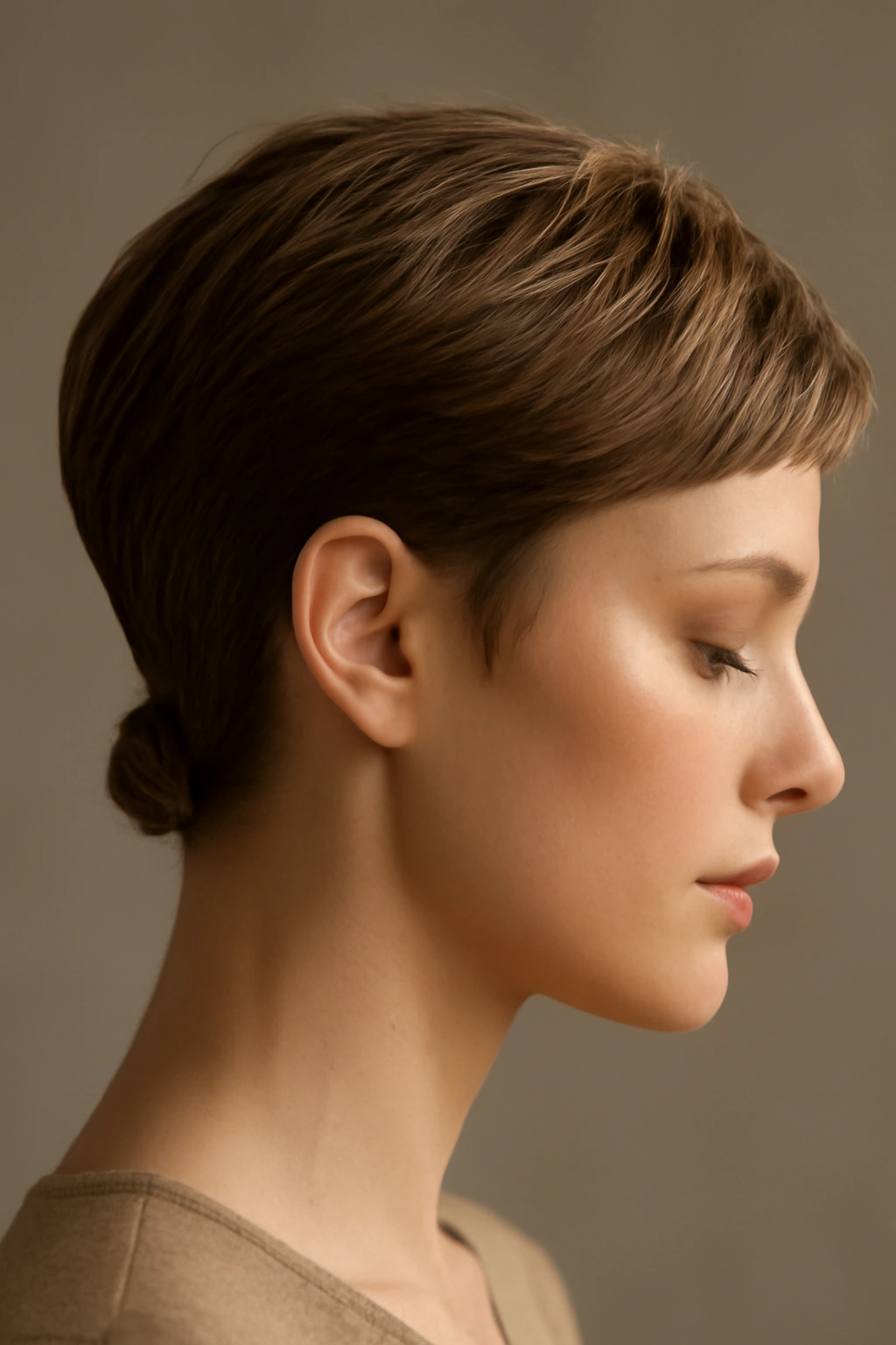 15 Easy Short Hair Updos That Work for Any Occasion 14 Close-up of a pixie cut with a single polished twist at the back