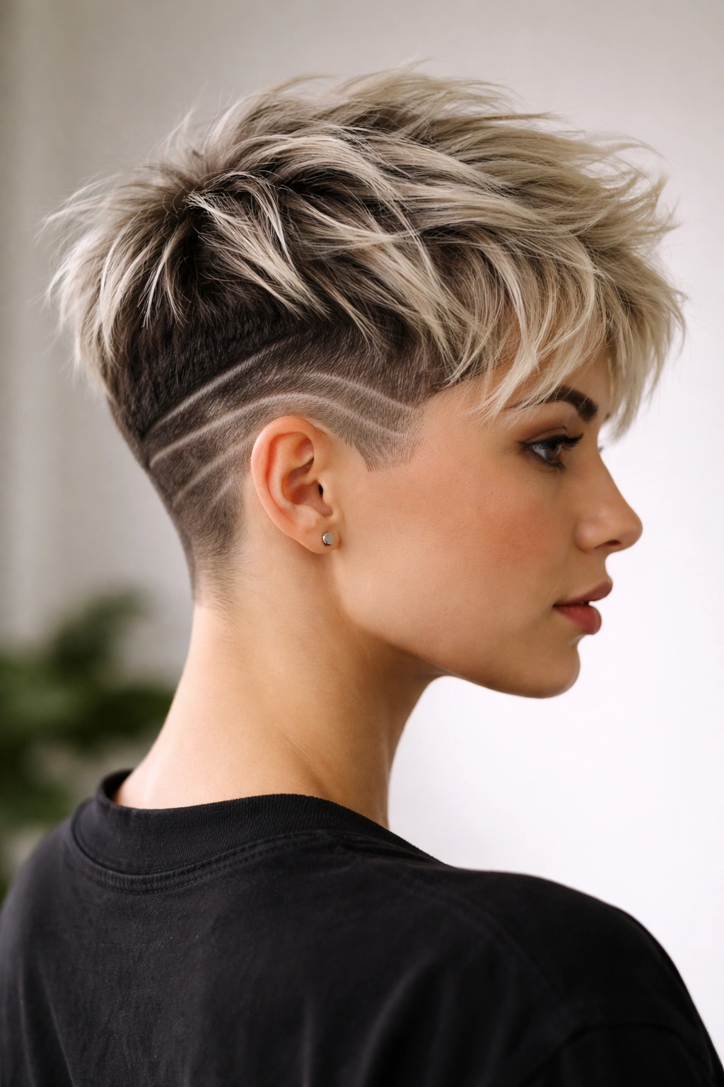 15 Choppy Pixie Cuts Full Of Edge And Texture 14 Pixie with textured undercut lines on the side and back
