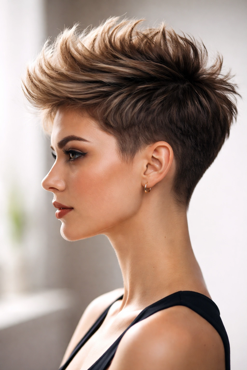 12 Short Pixie Cuts For Truly Low Maintenance 8 Profile of cropped pixie with high-volume top