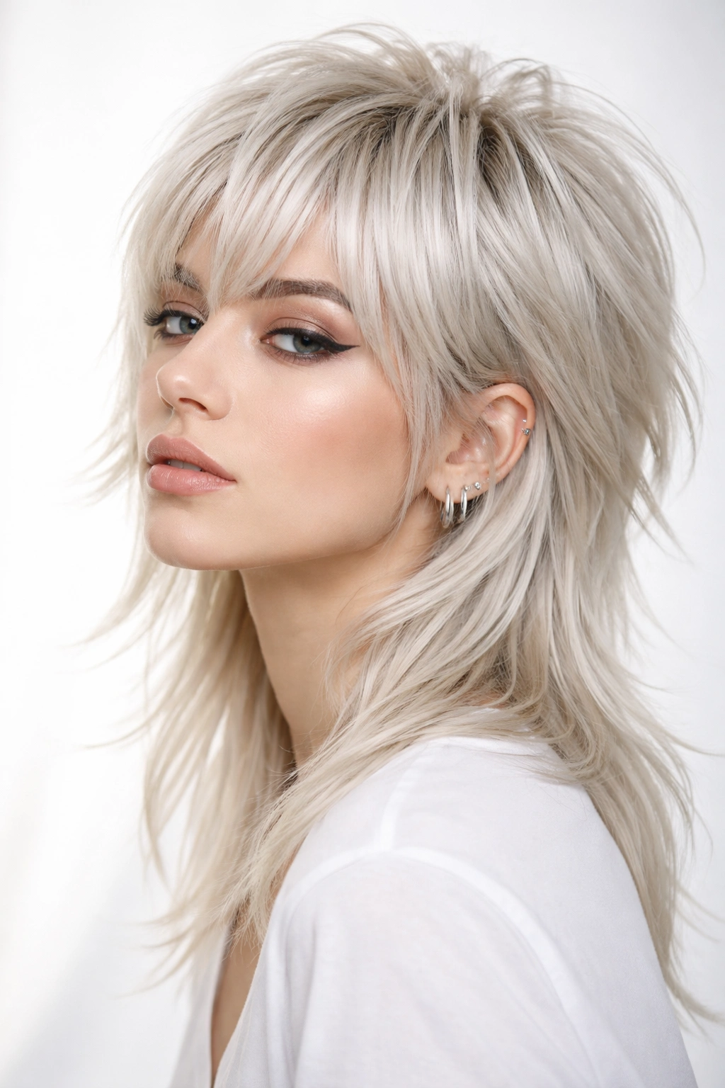 20 Flattering Mullet Cuts Women Are Requesting 16 Platinum mullet with silver-toned hair highlighting the cut