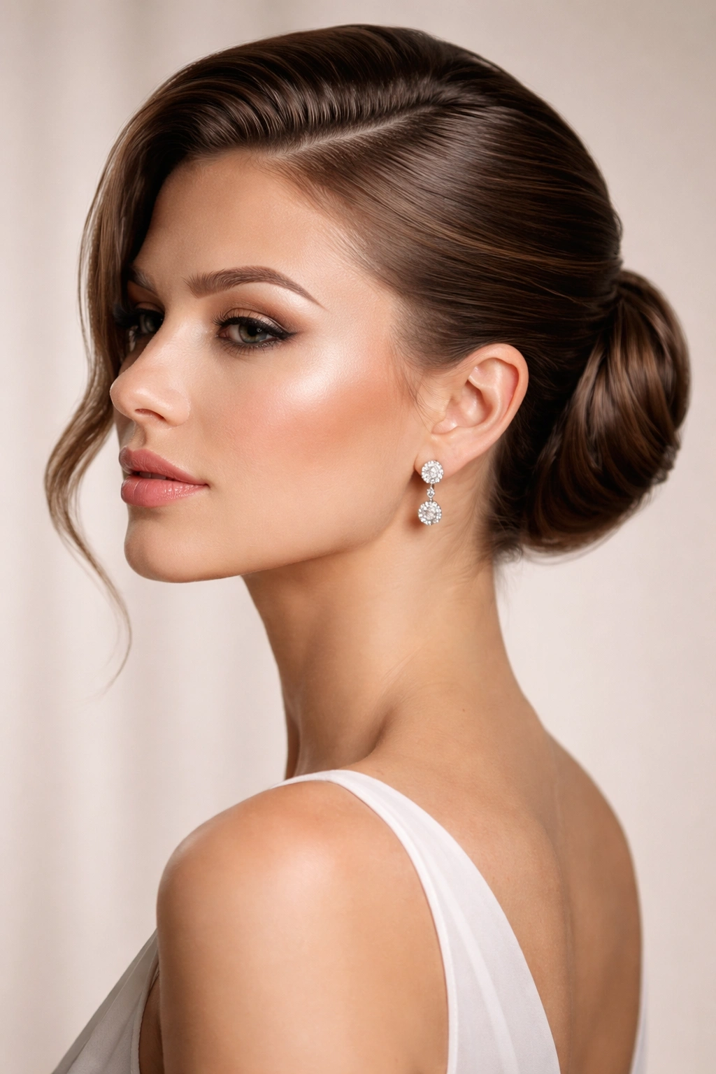 Portrait of a person with a sleek polished formal hairstyle