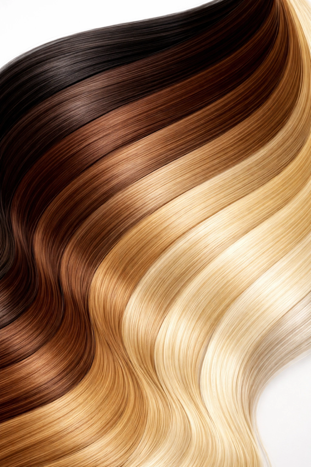 Gradient of hair color swatches showing many shades to represent polygenic inheritance