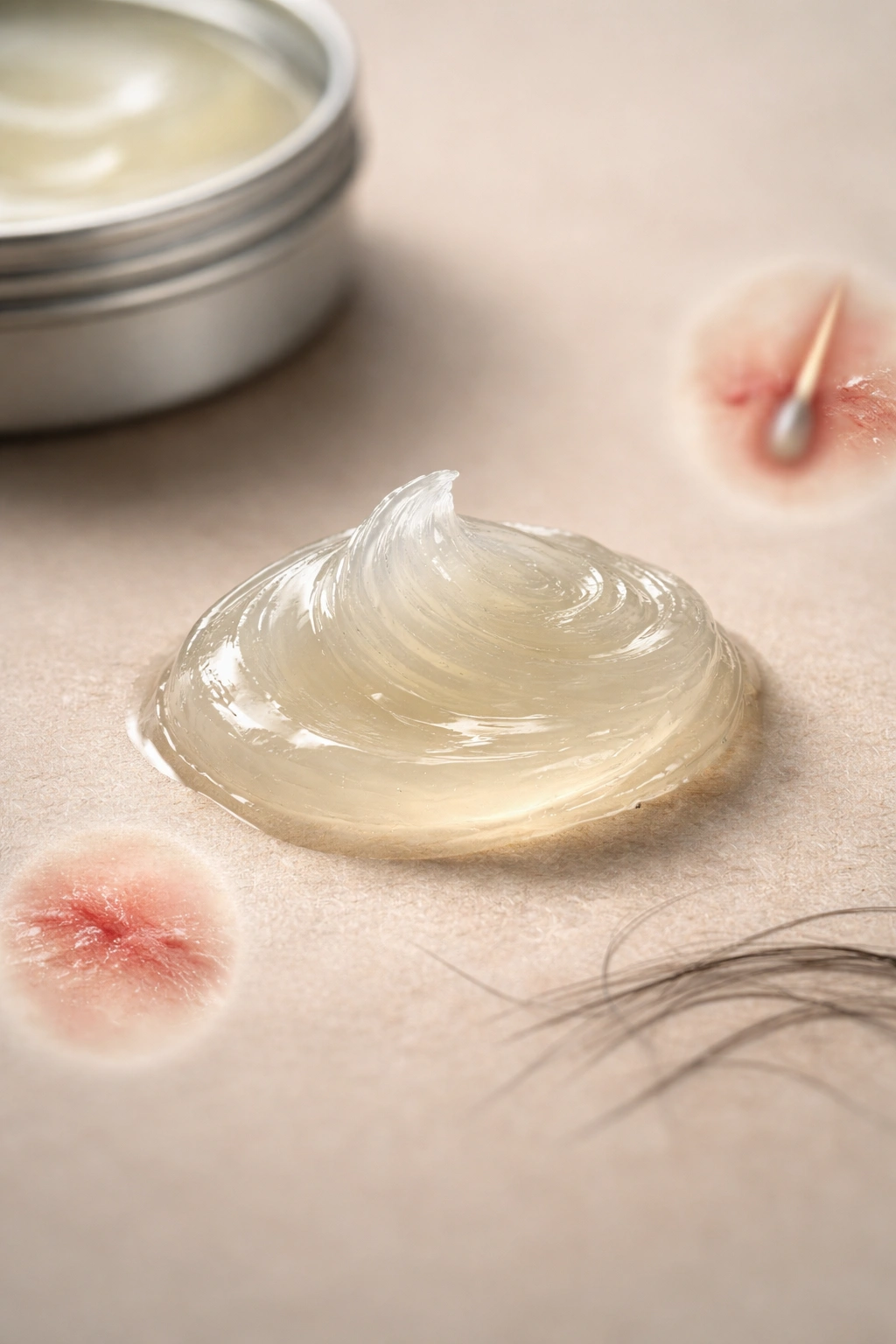 Small patch of pomade on neutral background indicating suitability concerns