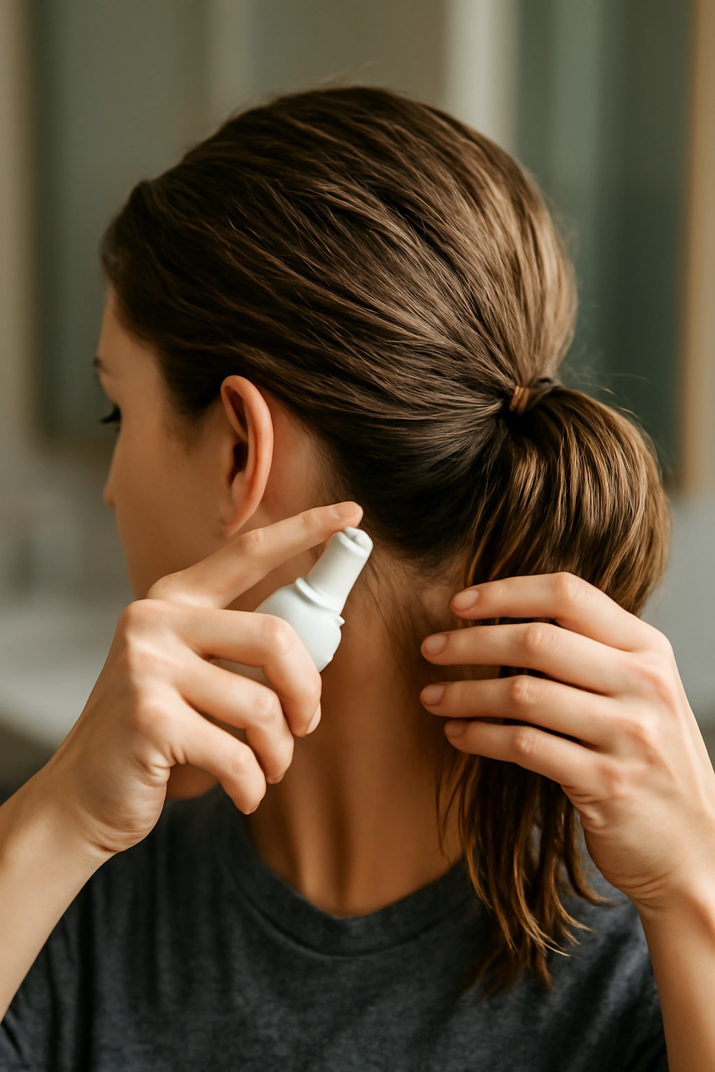 10 Short Hair Ponytail Styles That Last All Day 11 Hands applying texturizing product to damp hair and forming a ponytail