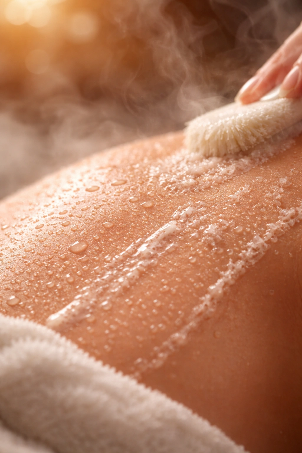 Close-up of skin with smooth texture and slight redness indicating pre-shave prep.