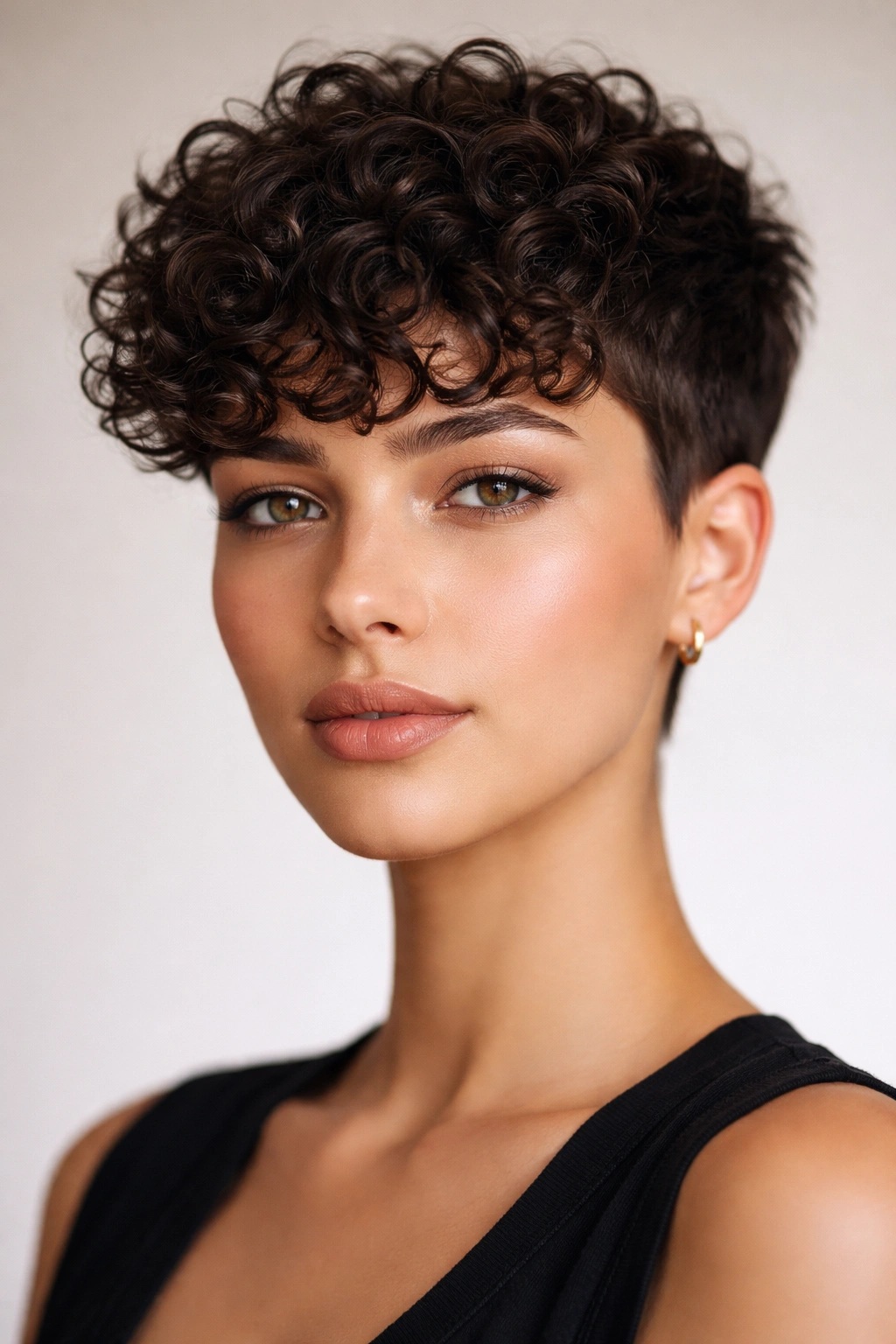 12 Short Haircuts With Curly Bangs You Ll Love 9 Precise crop hairstyle with structured curly bangs