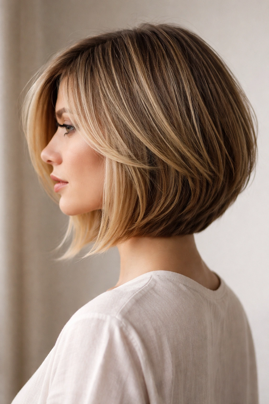 12 Shoulder Length Layered Cuts With Movement 12 Precision layered bob with graduated texture at shoulder length