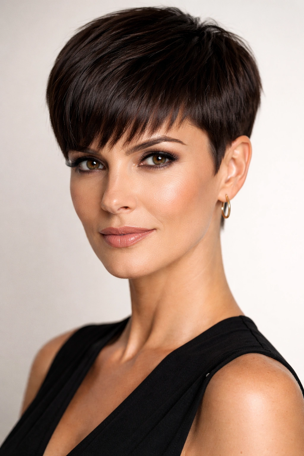 15 Pixie Hairstyles That Shine On Women Over 40 9 Close-up of a precision pixie with sharp, crisp lines