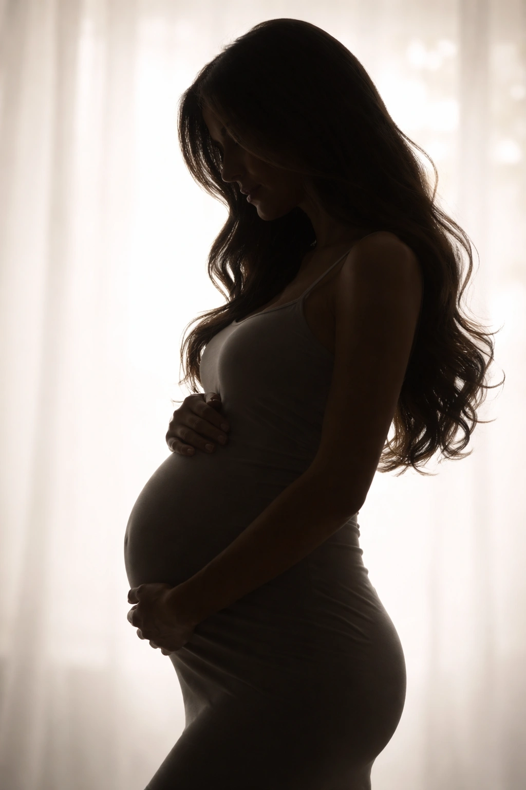 Pregnant silhouette indicating caution about Brazilian Blowouts