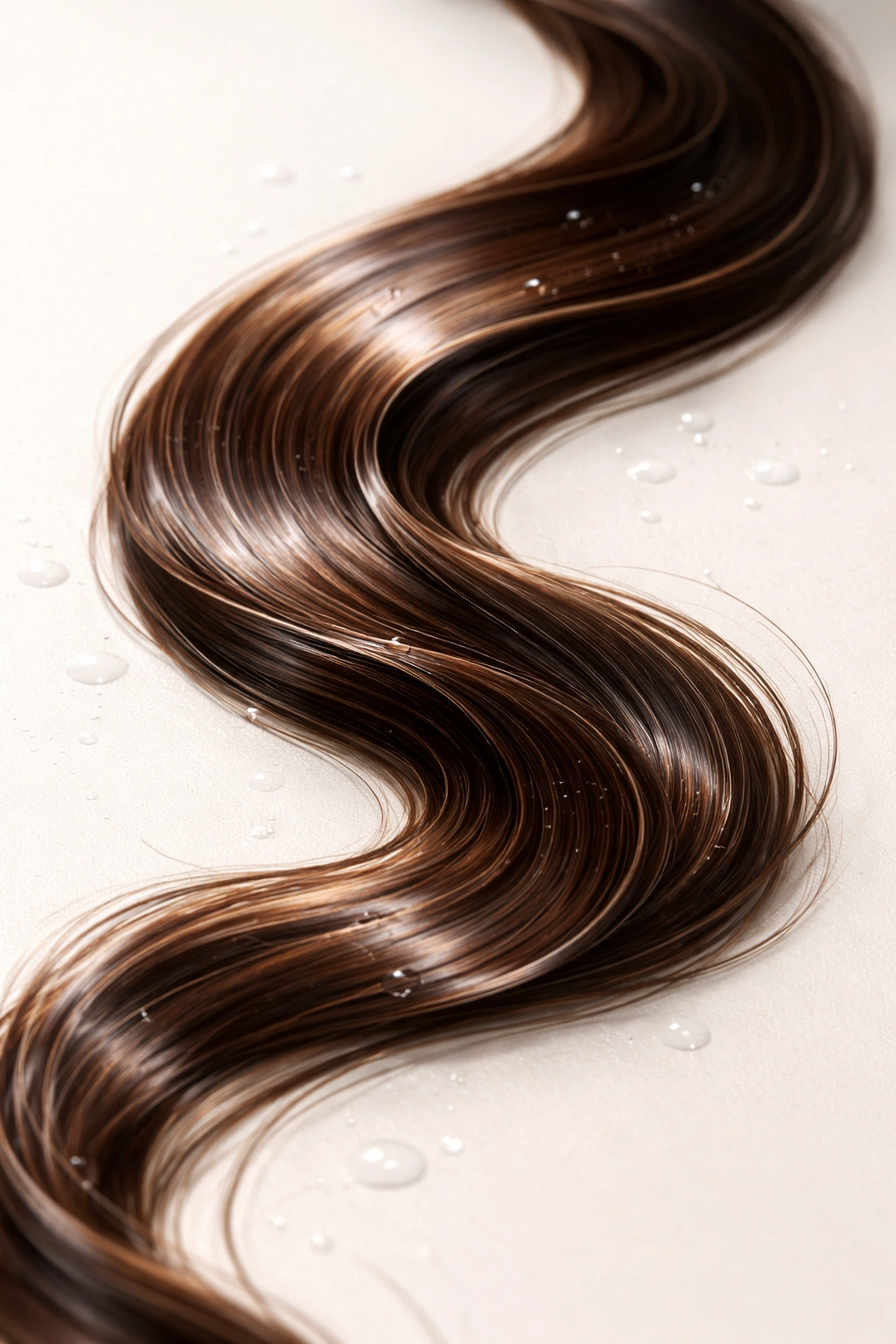 Glossy hair strand with smooth surface to prevent tangling
