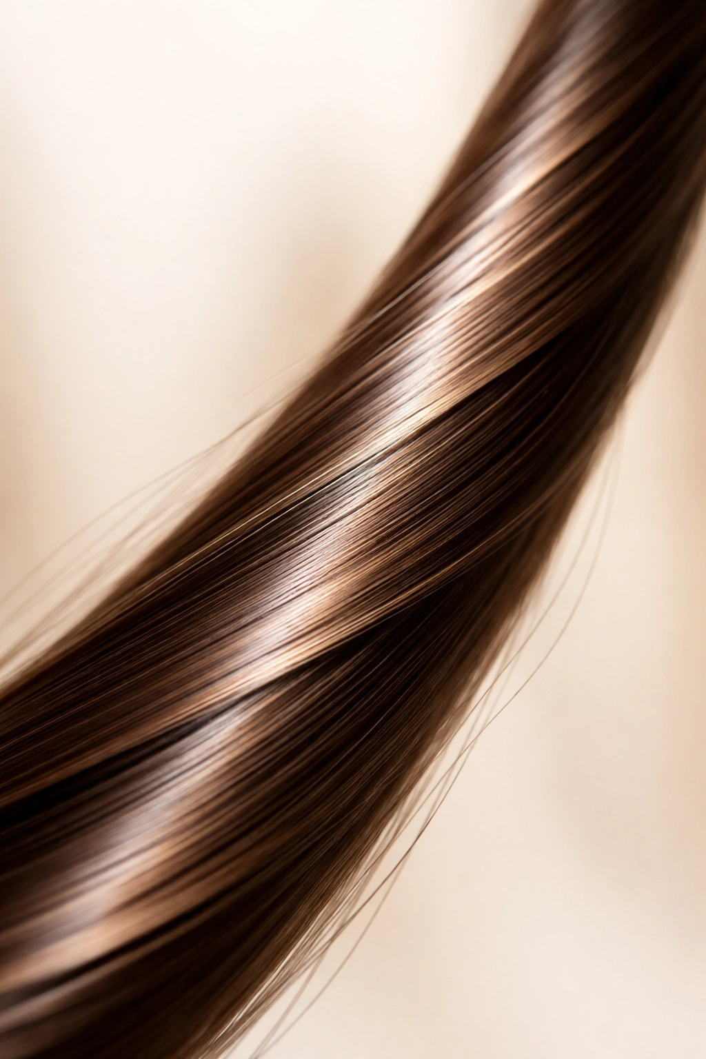 Healthy hair strand with smooth cuticle and shine