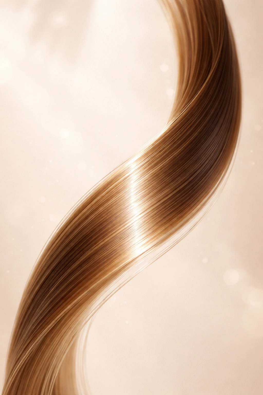 Smooth hair strand representing prevention of frizz with flat cuticle