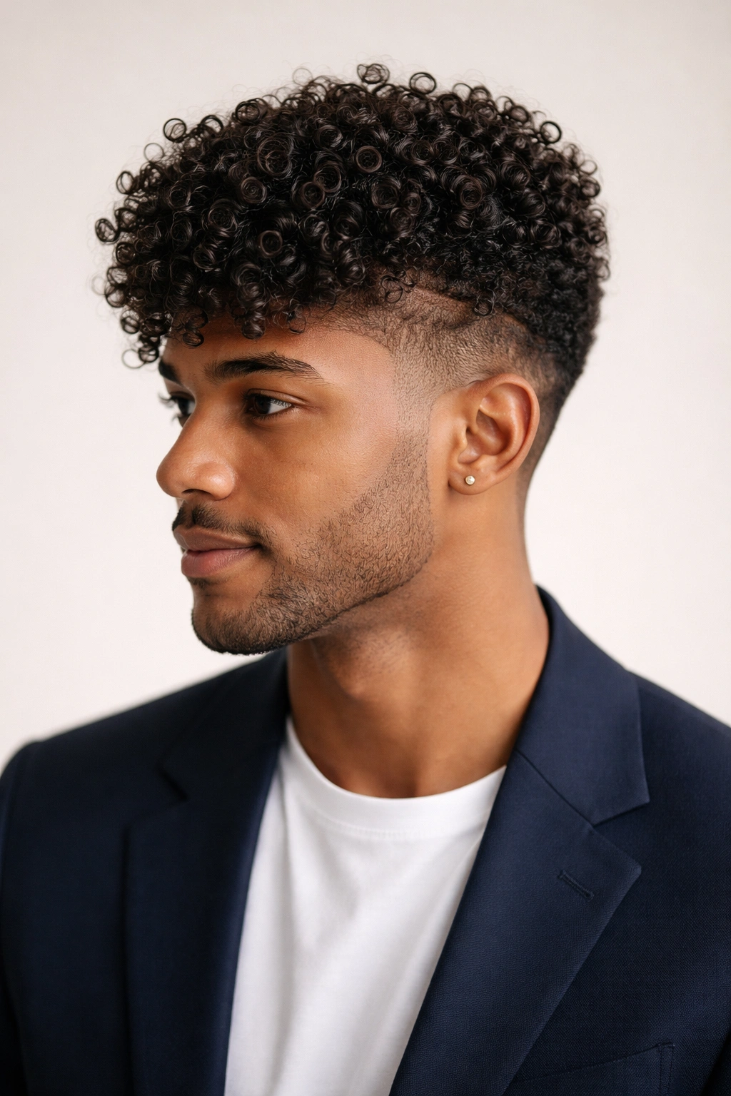 Portrait of a person with 3A curls and a subtle side fade