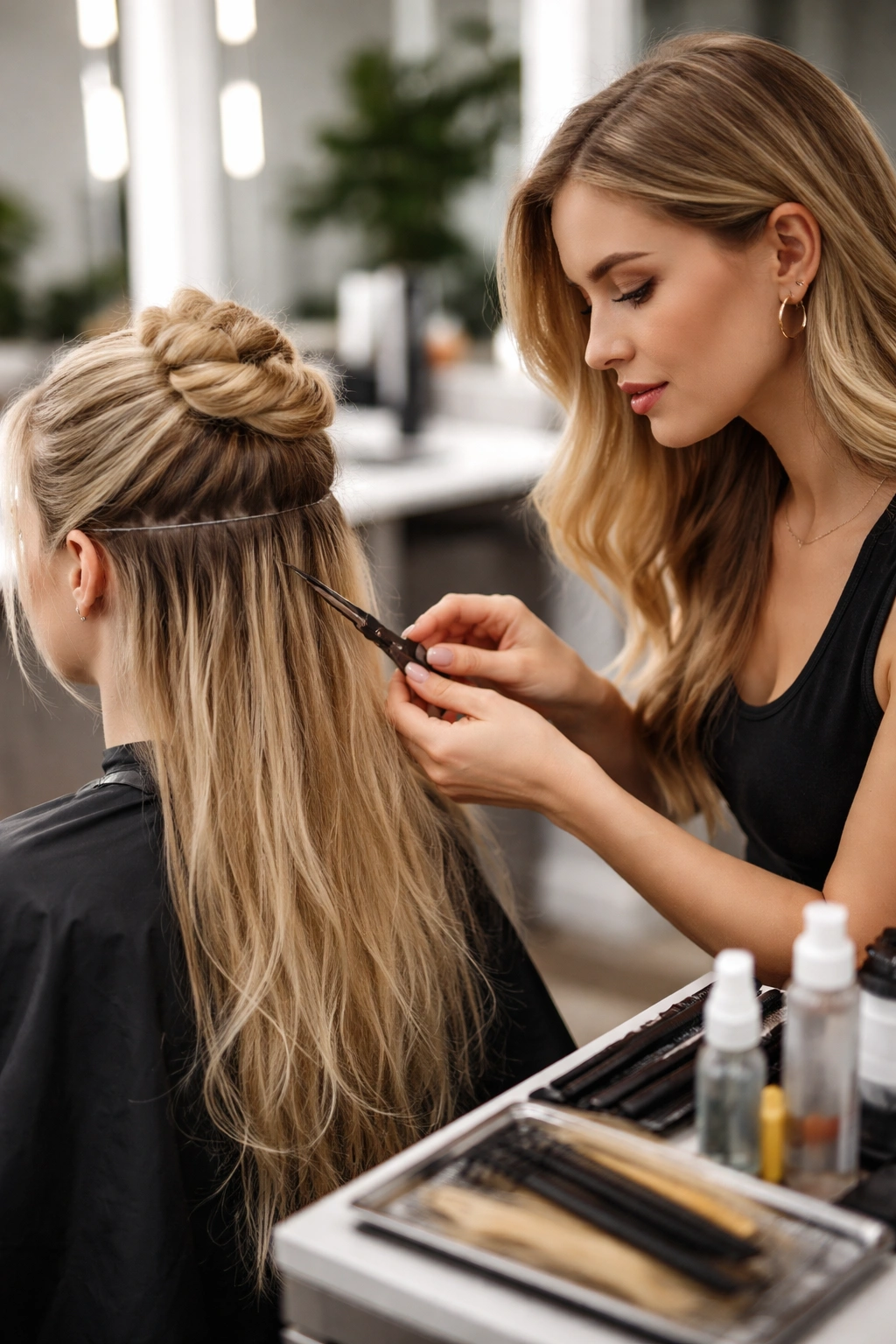 Salon professional removing stubborn extensions