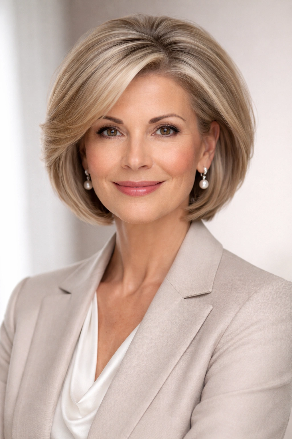 Portrait of a mature woman with a polished professional hairstyle