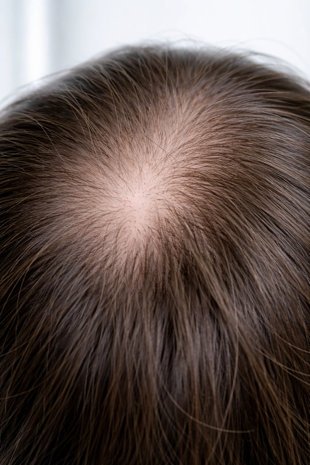 Scalp showing a mild thinning patch indicating need for professional evaluation