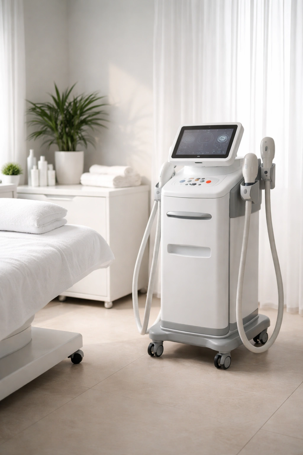 Professional laser treatment device in a clinic setting.